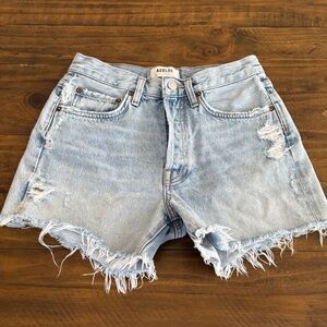 Agolde Women's Frayed Jean Shorts - Light Blue size 24